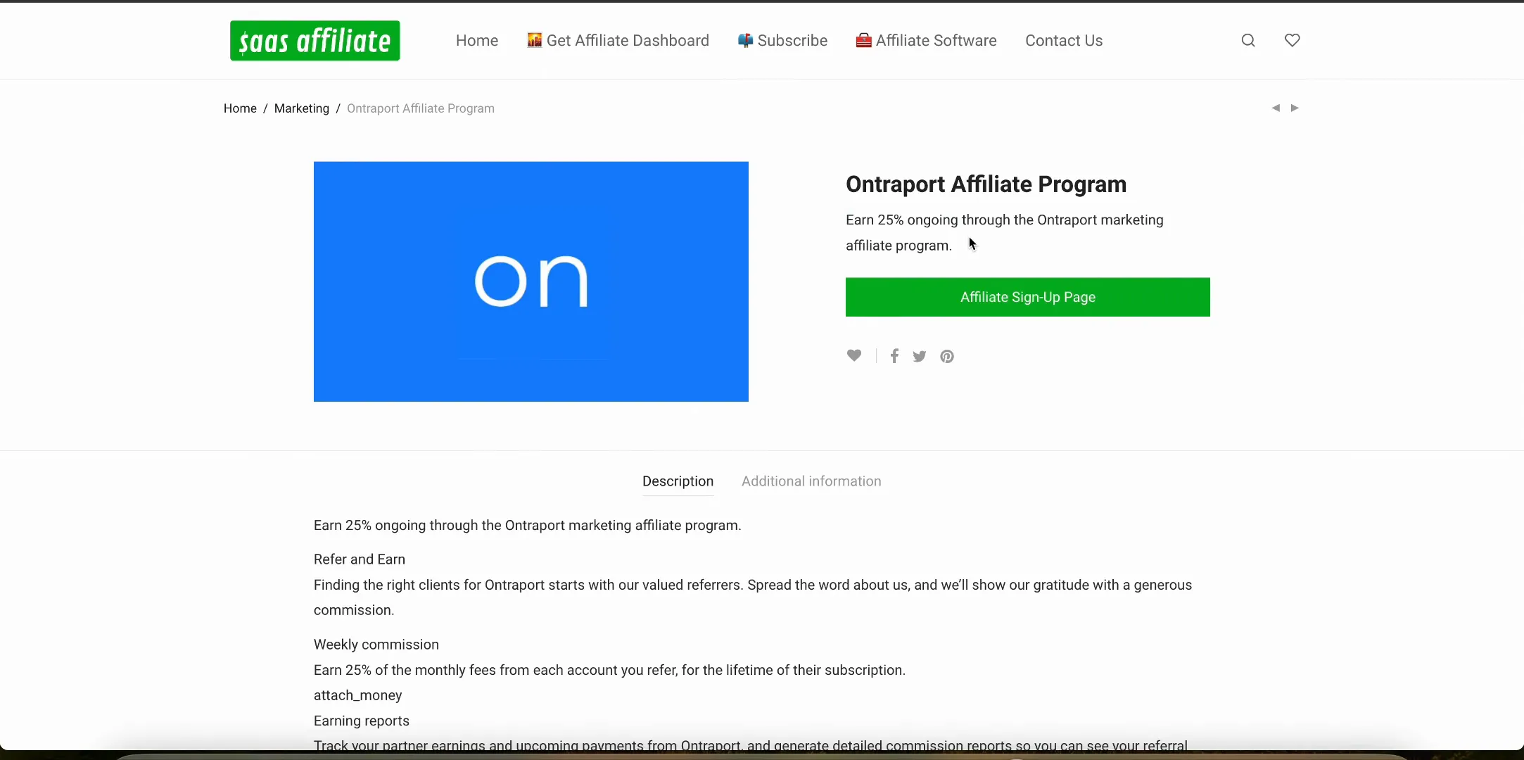 Signing up for Ontraport affiliate program