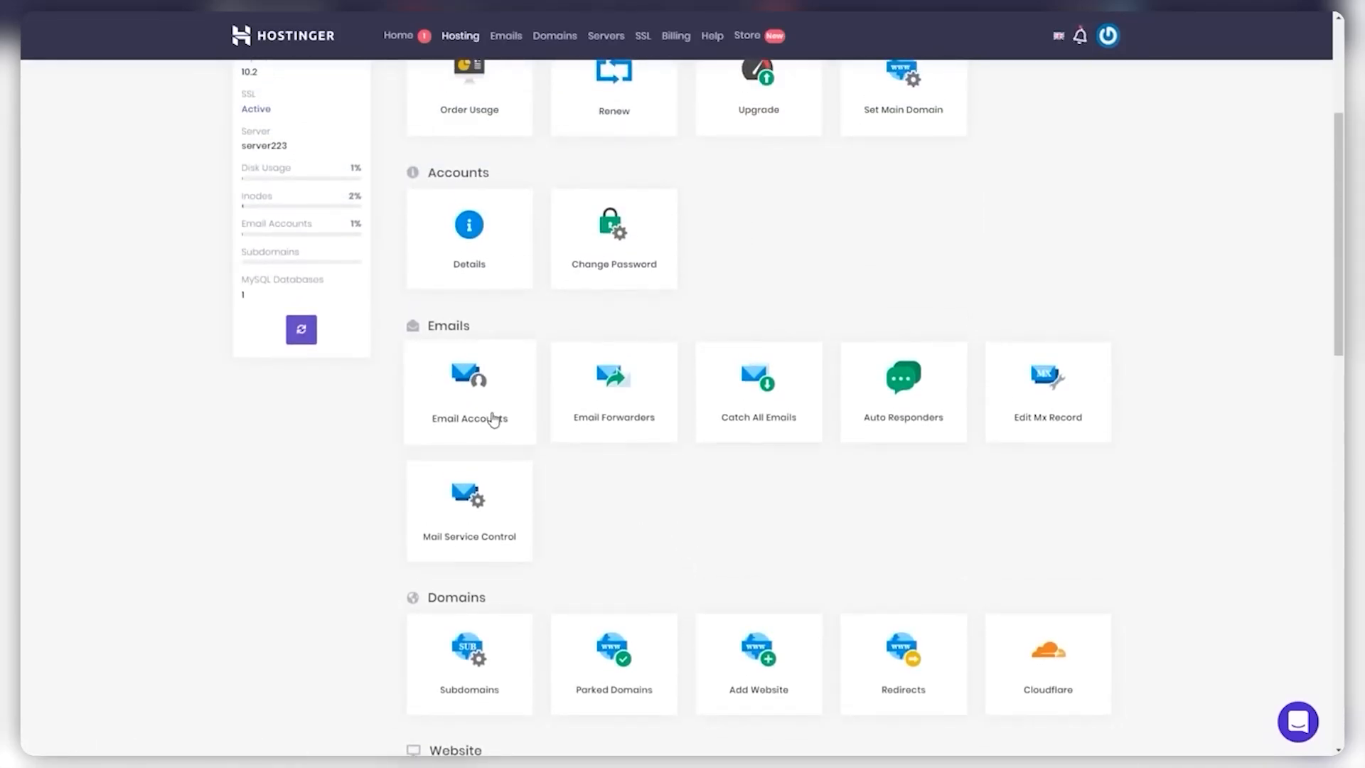 Hostinger user interface