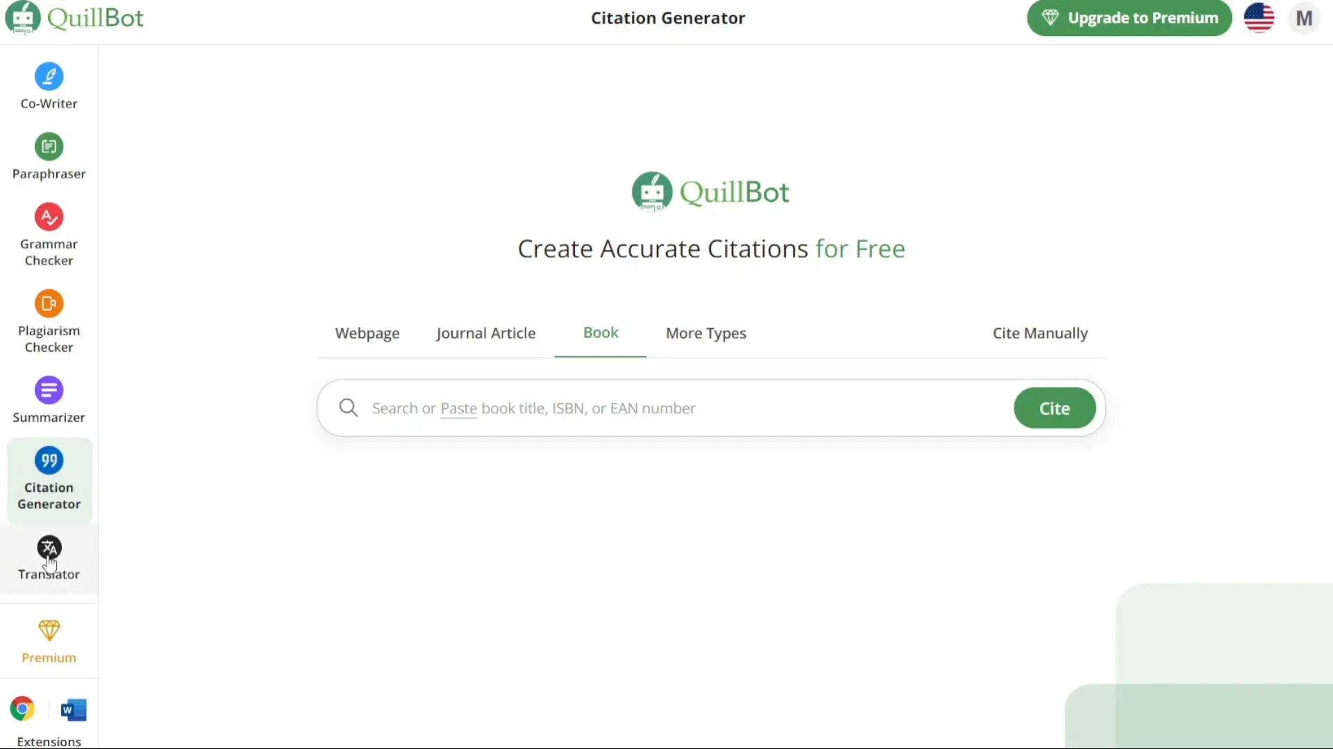 Quillbot translator feature