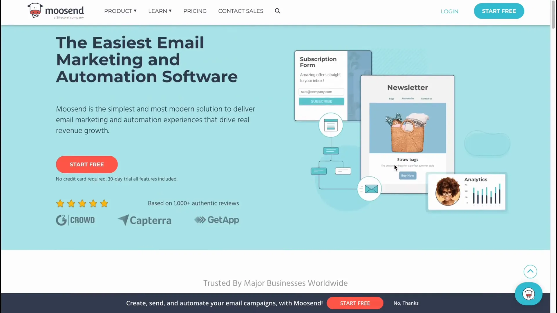 Moosend registration page