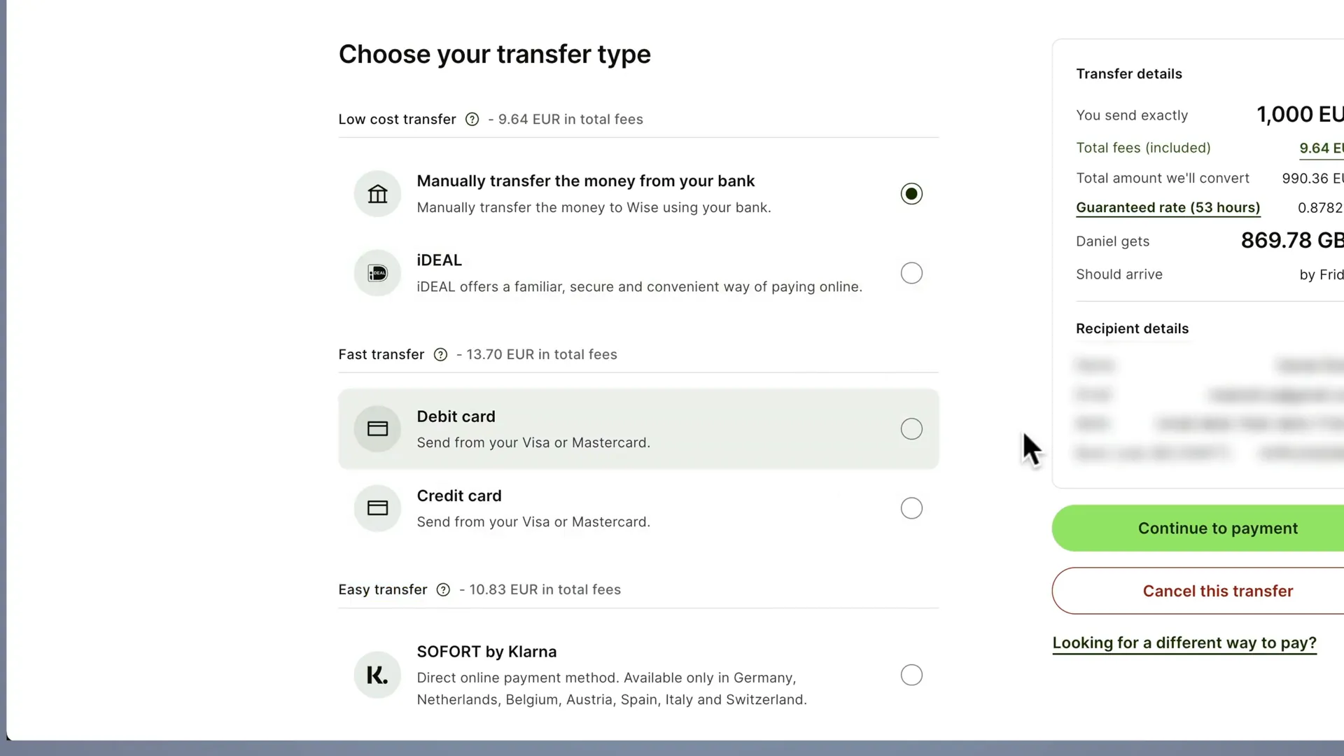 Completing identity verification for Wise