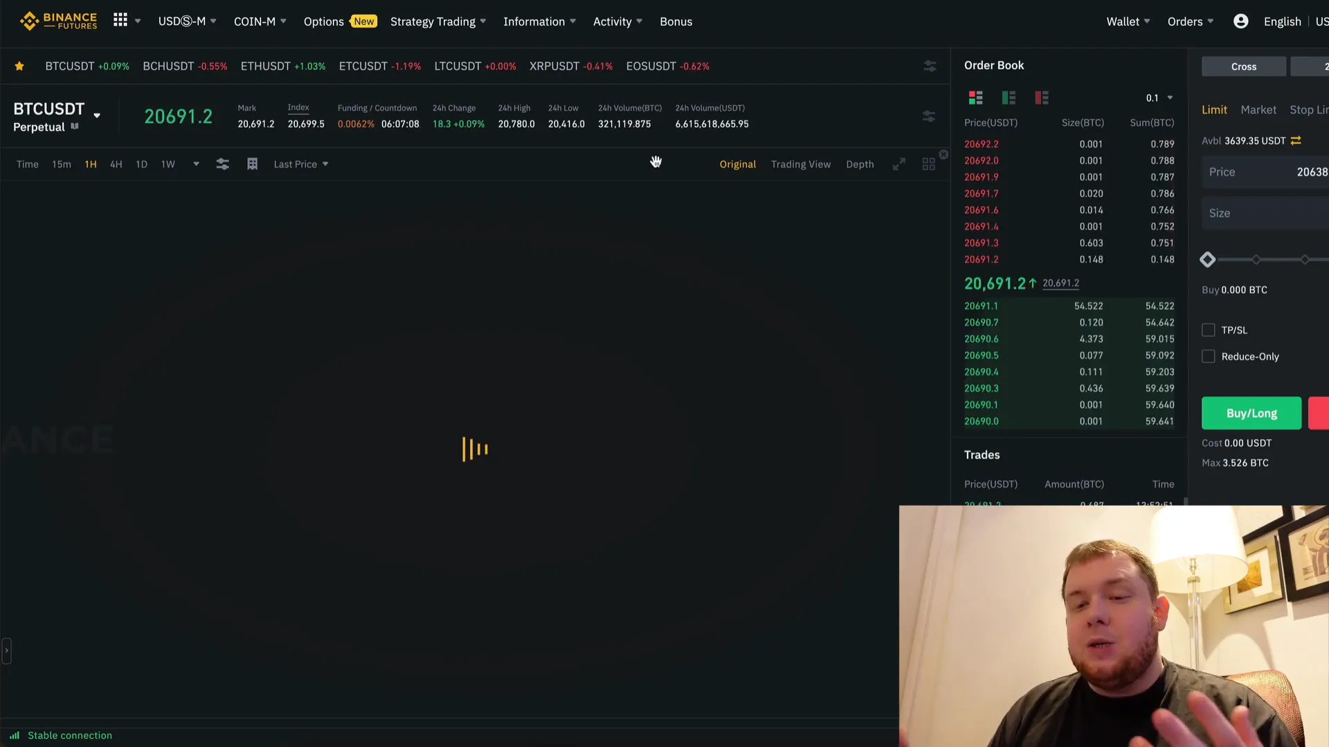 Binance trading page